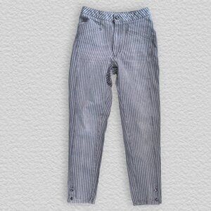 Vintage 80s Sasson Striped High Waist Tapered Jeans Snap Ankle Women’s 7